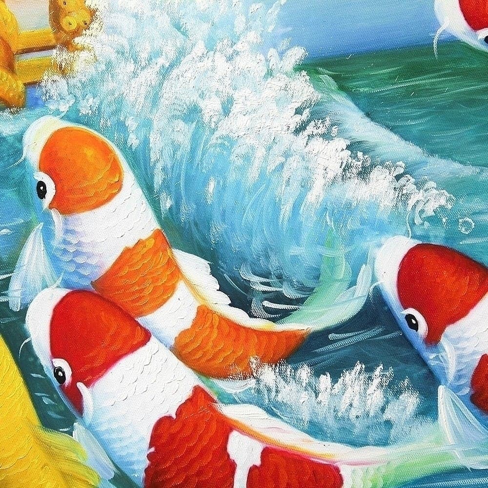 鯉の絵 – 鯉の滝登り 登竜門 (80X60CM) 이미지 3