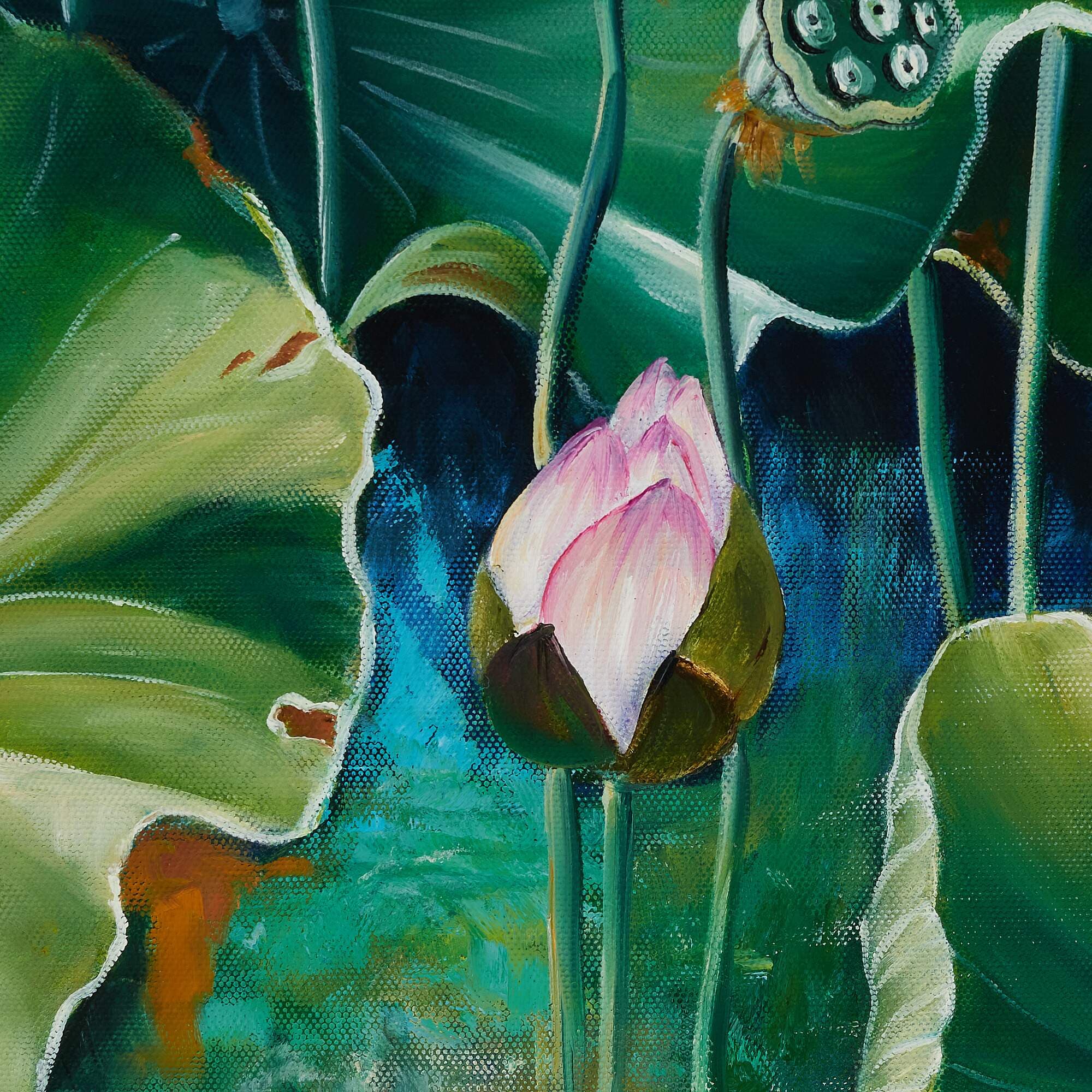 蓮の絵画 8 (60X60CM) 이미지 2