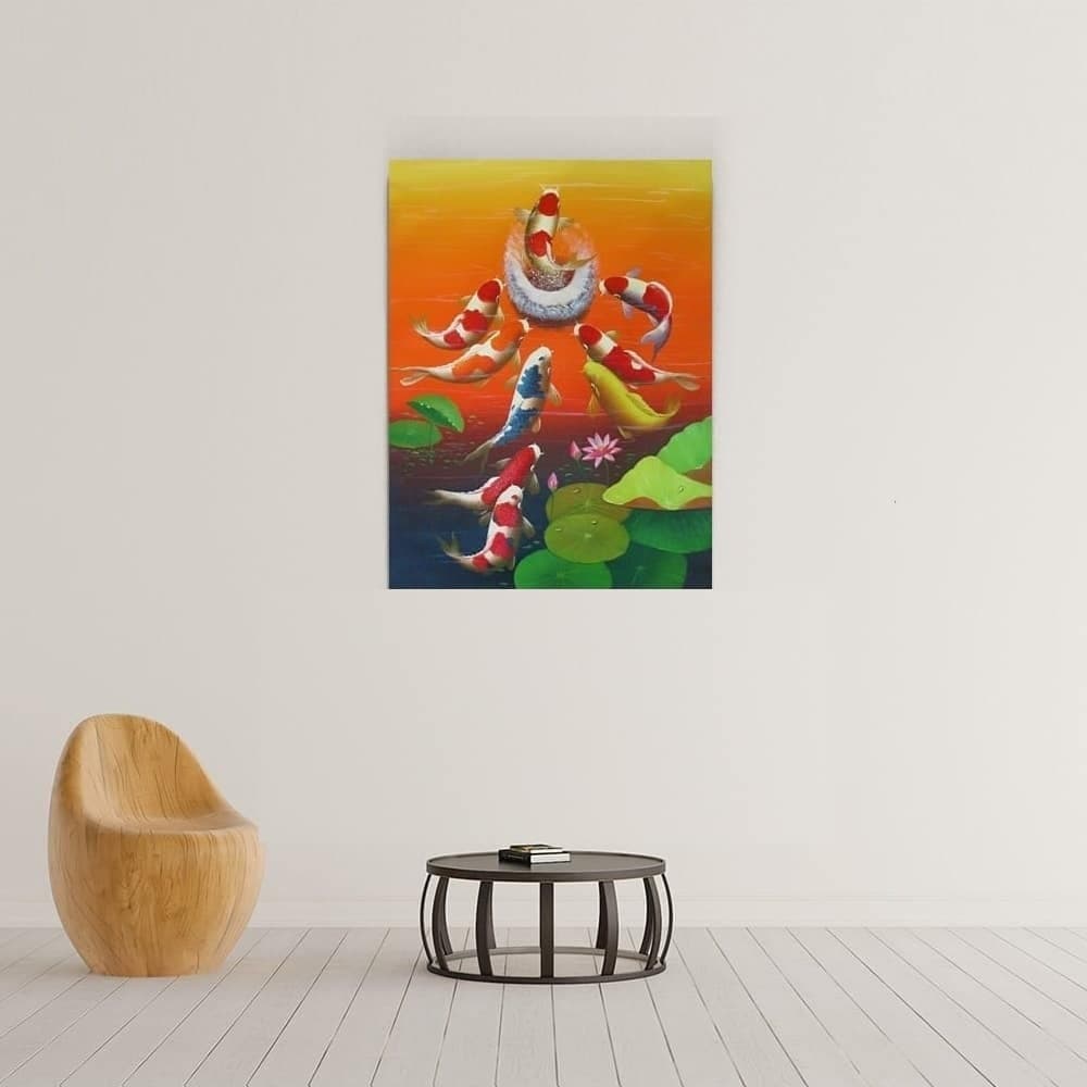 鯉の絵 – 鯉の滝登り (80X60CM) 이미지 7
