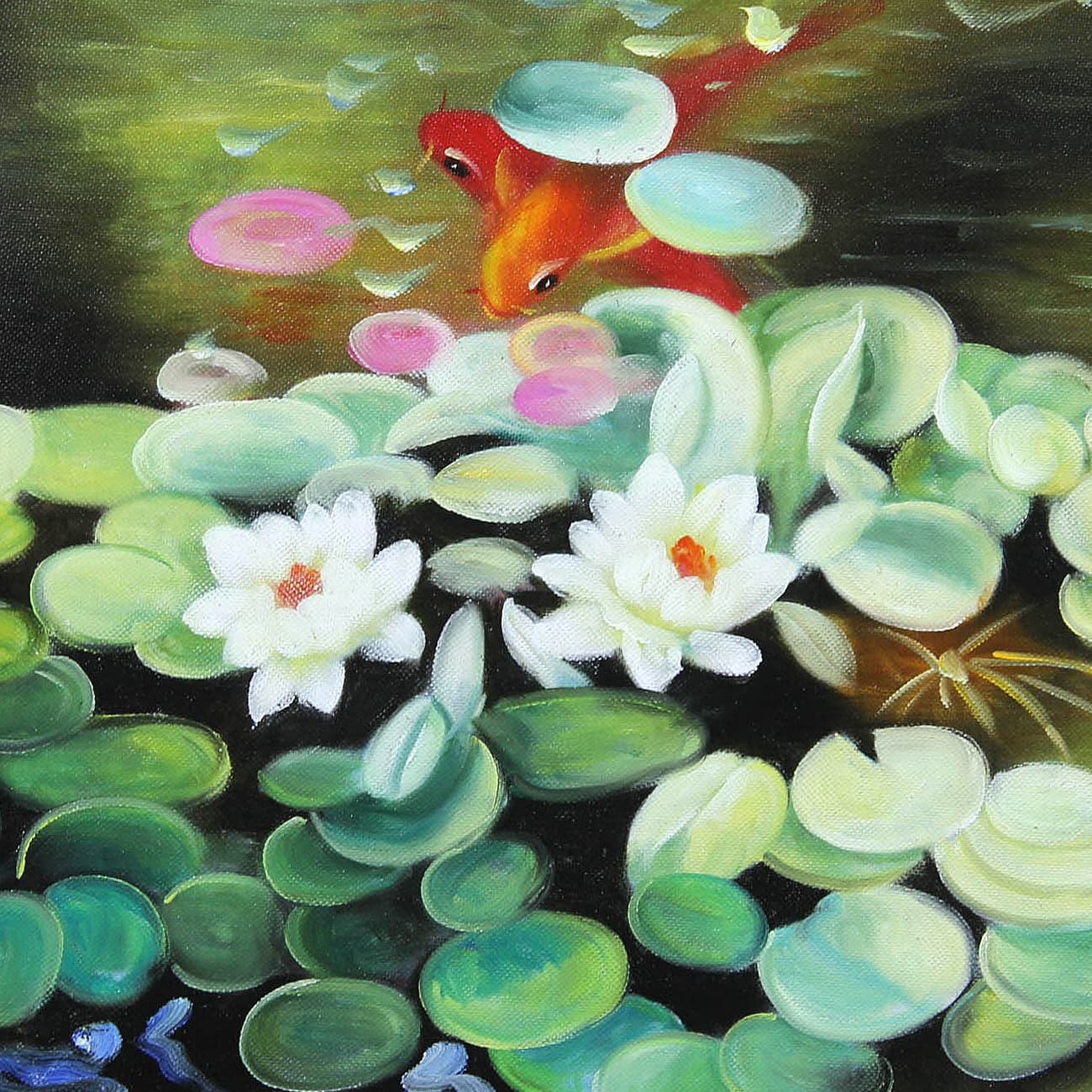 風水 絵画：鯉の絵 (80X60CM) 이미지 5