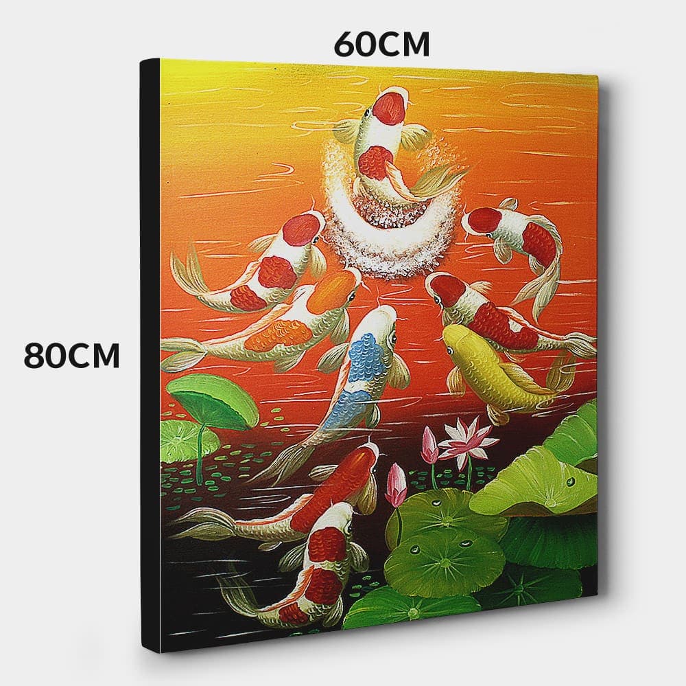 鯉の絵 – 鯉の滝登り (80X60CM) 이미지 2