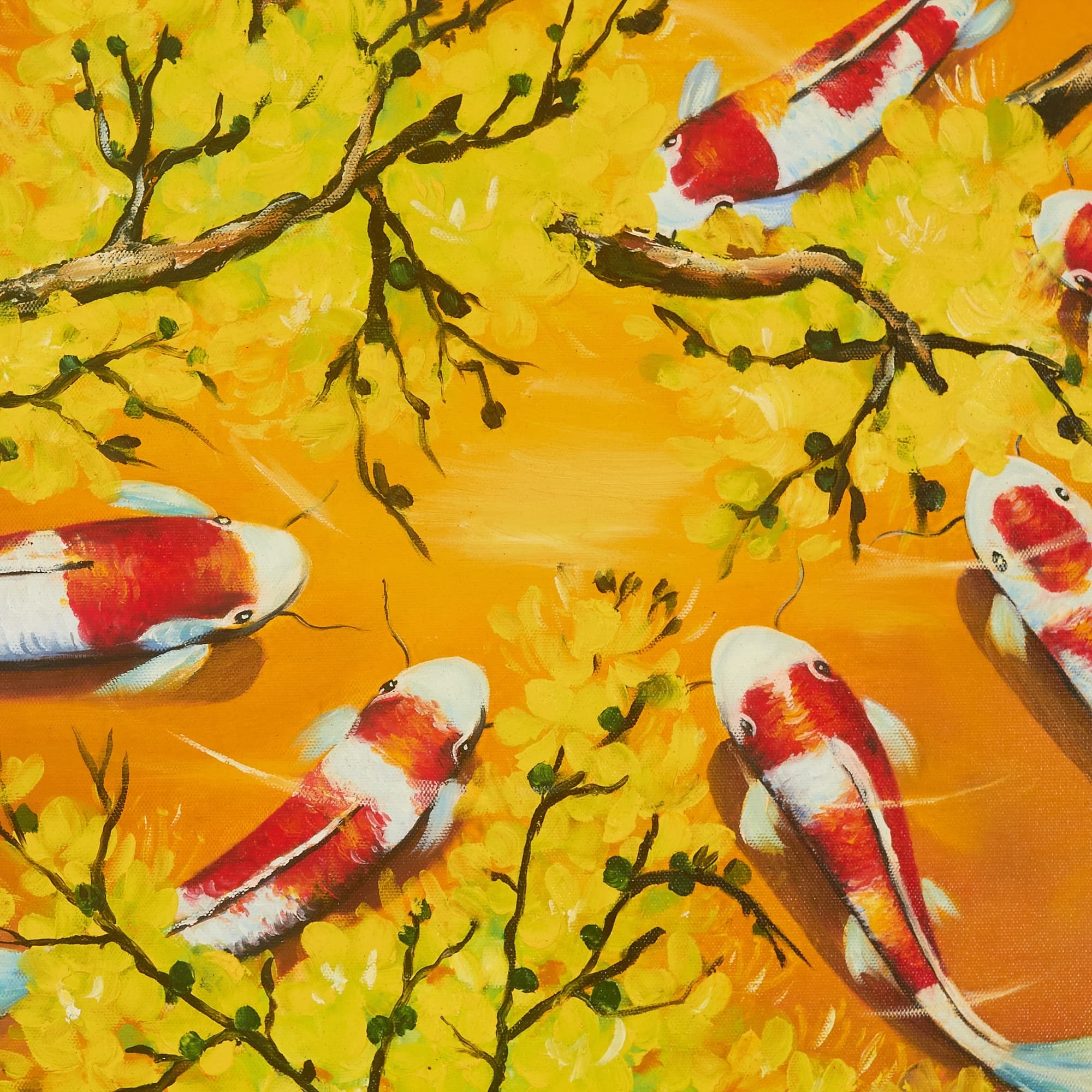鯉の絵 – 鯉と梅の花 (80X60CM) 이미지 2