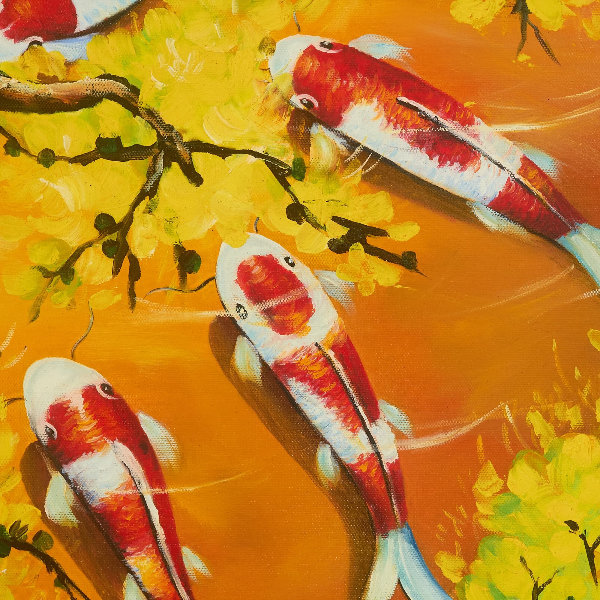 鯉の絵 – 鯉と梅の花 (80X60CM) 이미지 3