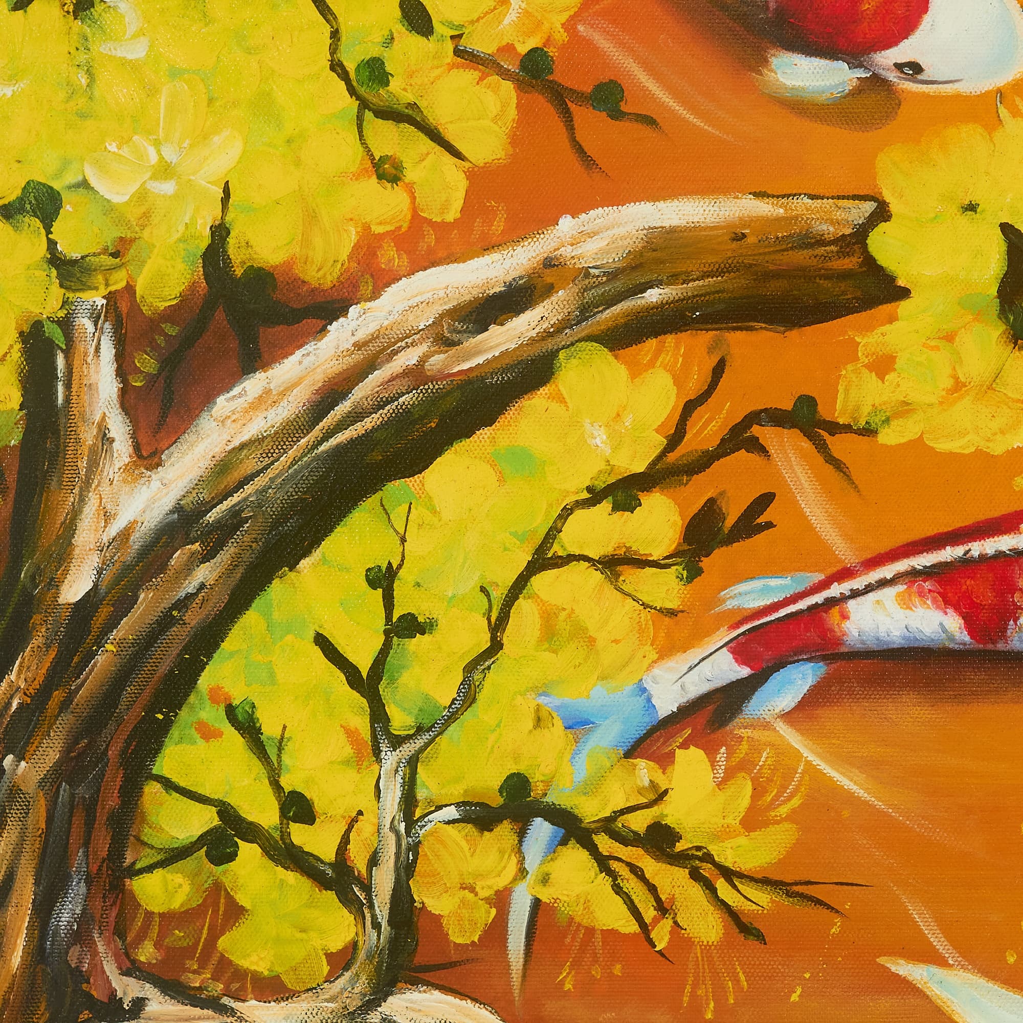 鯉の絵 – 鯉と梅の花 (80X60CM) 이미지 4