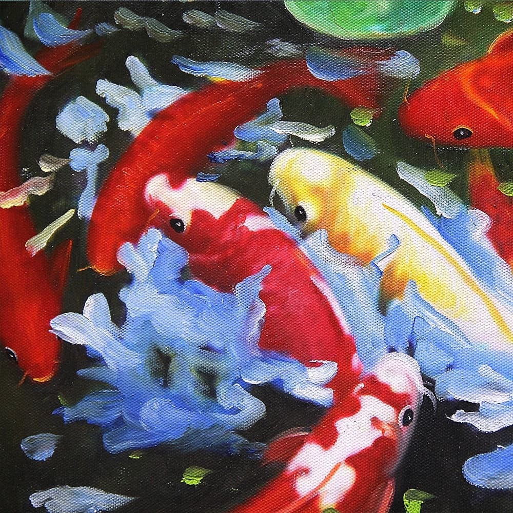 風水 絵画：鯉の絵 (80X60CM) 이미지 4
