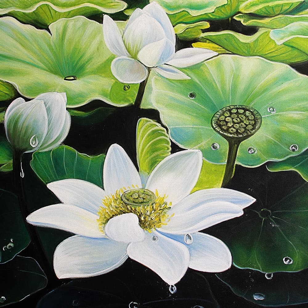 蓮の絵画 5 (40X80CM) 이미지 7