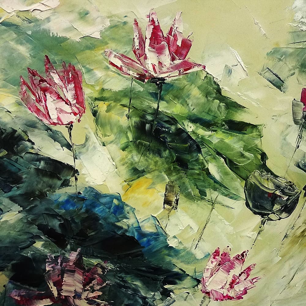 蓮の絵画 8 (70X70CM) 이미지 4
