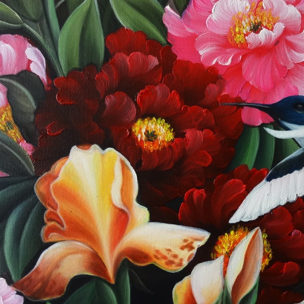 牡丹の絵 6 (80X60CM) 이미지 3