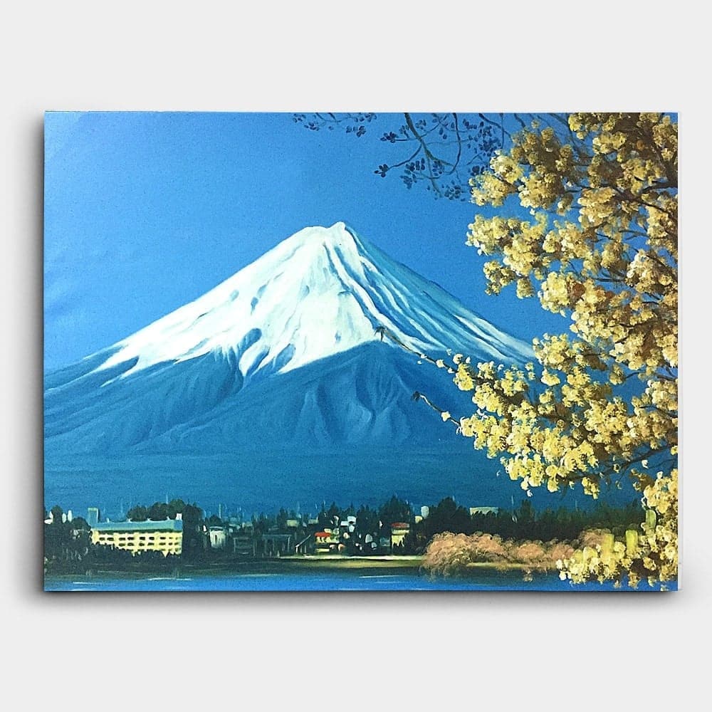 富士山の絵を撮影した写真