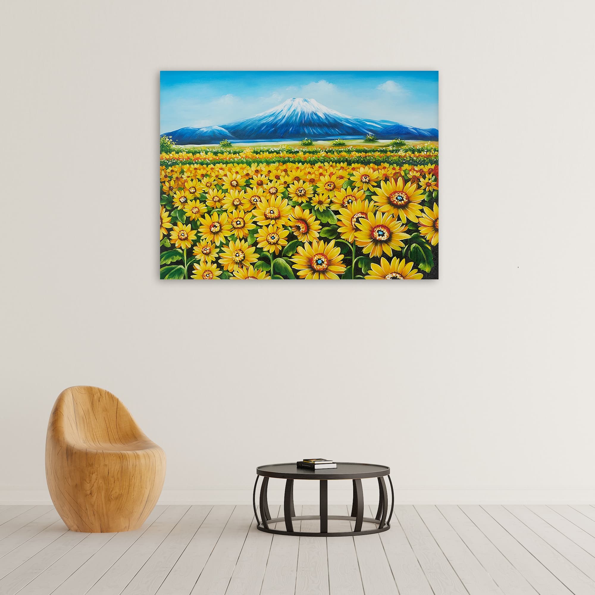 富士山とひまわり畑 (80X60CM) 이미지 6