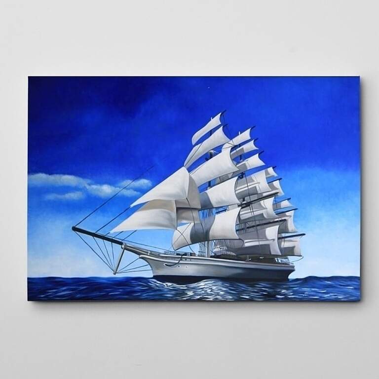 白い帆船の絵の写真