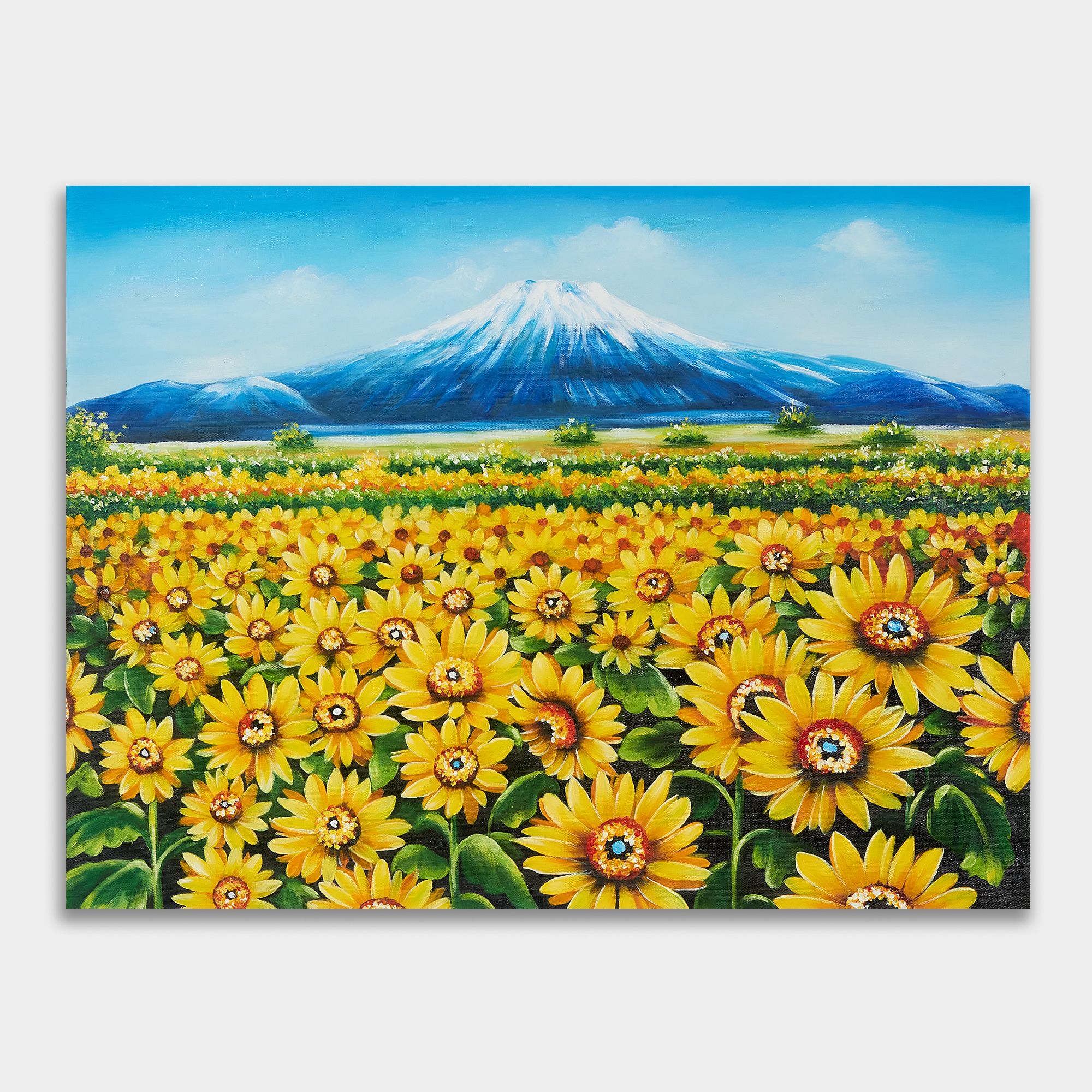 油絵 絵画 【ひまわり畑の富士山】 - 絵画/タペストリ