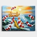 鯉の滝登り-絵-絵画
